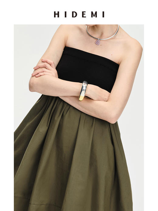 HIDEMI 拼接流线感极简粗款开口手镯 商品图4