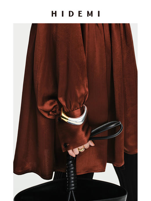 HIDEMI 拼接流线感极简粗款开口手镯 商品图5