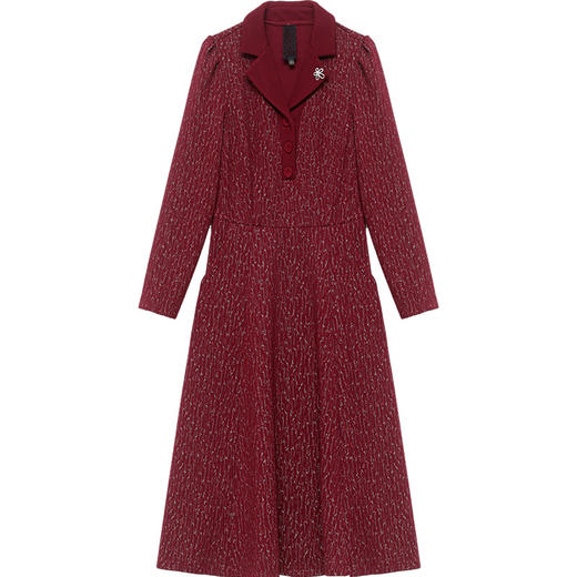 时尚优雅，秋季新款高腰中长款红色连衣裙QYM-YX-KMB27-Y 商品图4