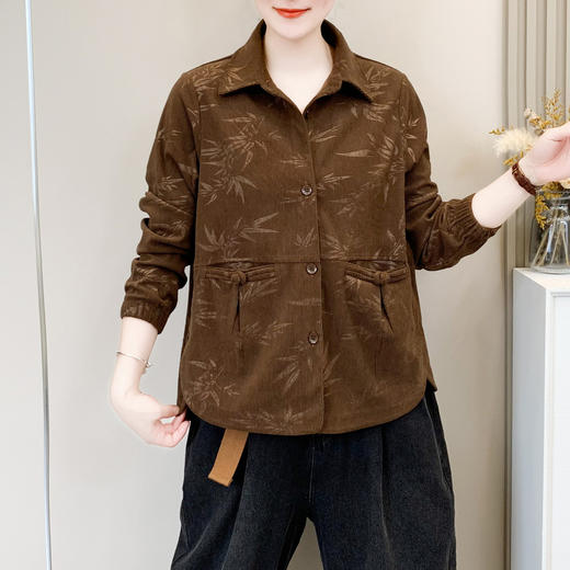 DD-妈妈装春秋新款灯芯绒外套时尚百搭长袖衬衫40-60岁洋气妈妈外套 商品图7