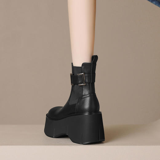 大厚底增高10cm，日常战靴厚底百搭真皮短靴ZM-M3117 商品图11