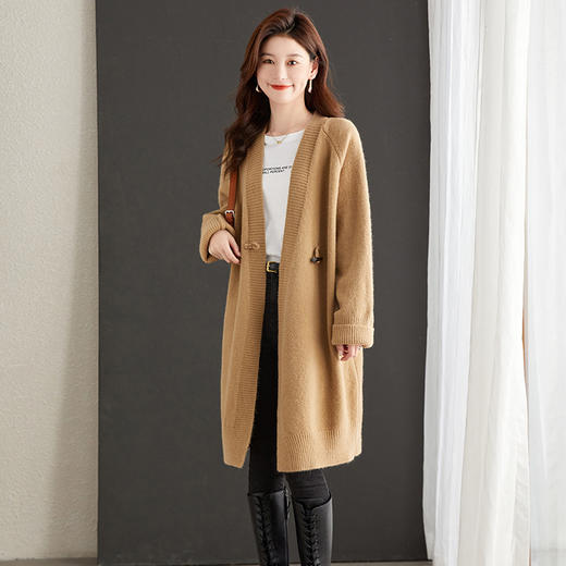 秋季新款，气质开衫针织外套女慵懒风欧货毛衣中长款大衣外搭CC-AB5007 商品图6