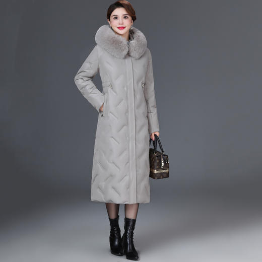 DD-2023新款3D印花蓝绿色羽绒服加长加厚加大码羽绒服修身显瘦时尚潮 商品图8