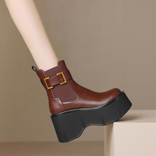 大厚底增高10cm，日常战靴厚底百搭真皮短靴ZM-M3117 商品图4