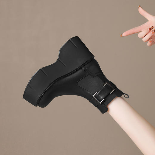 大厚底增高10cm，日常战靴厚底百搭真皮短靴ZM-M3117 商品图10
