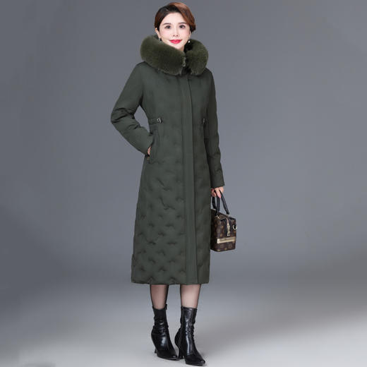 DD-2023新款3D印花蓝绿色羽绒服加长加厚加大码羽绒服修身显瘦时尚潮 商品图9