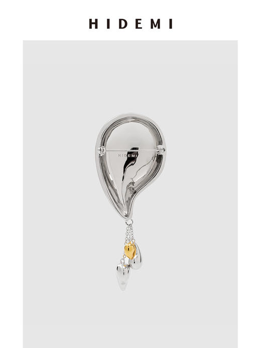 HIDEMI 流线型设计感小流苏吊坠式胸针 商品图2