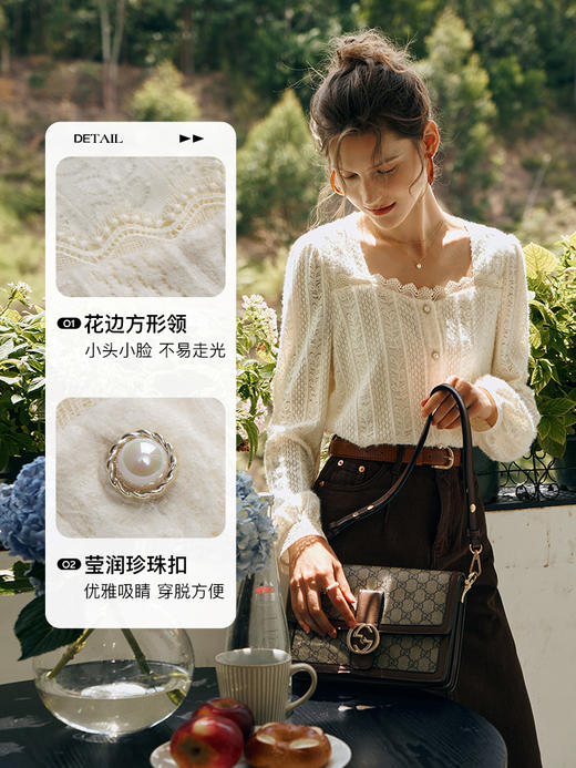 OLrain欧芮儿法式蕾丝雪纺衫女初秋2023年新款气质设计感小众衬衣 商品图2