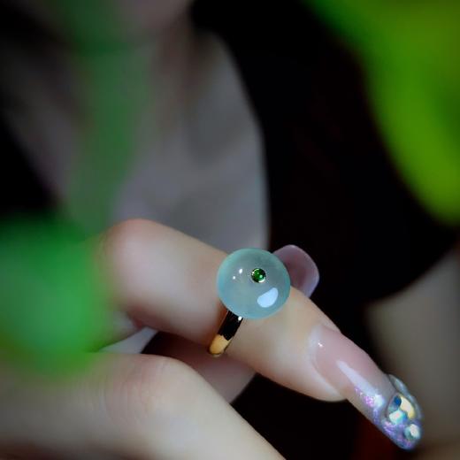 【月光】18k镶嵌翡翠戒指 商品图0