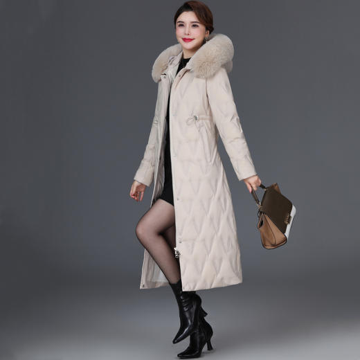 DD-2023新款3D印花蓝绿色羽绒服加长加厚加大码羽绒服修身显瘦时尚潮 商品图6