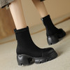 黑色厚底马丁靴，女显瘦新款秋高跟短靴粗跟弹力显瘦靴女靴DTN-B386-1 商品缩略图1