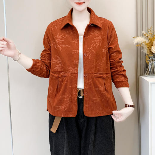 DD-妈妈装春秋新款灯芯绒外套时尚百搭长袖衬衫40-60岁洋气妈妈外套 商品图3