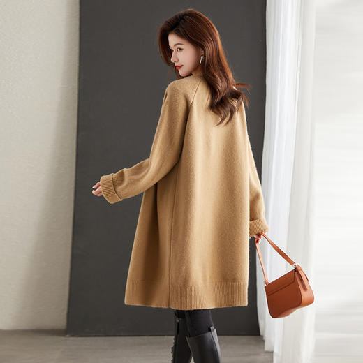 秋季新款，气质开衫针织外套女慵懒风欧货毛衣中长款大衣外搭CC-AB5007 商品图1