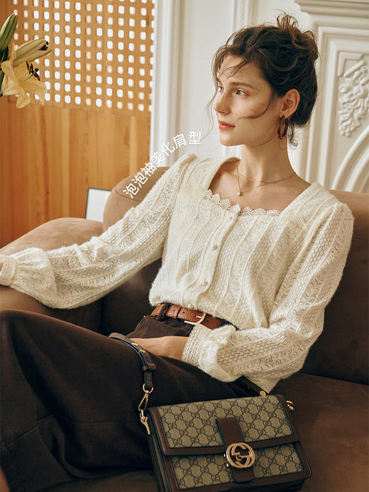 OLrain欧芮儿法式蕾丝雪纺衫女初秋2023年新款气质设计感小众衬衣 商品图0