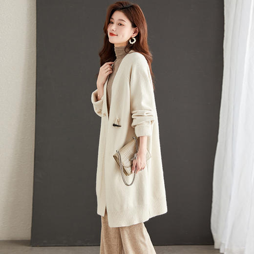 秋季新款，气质开衫针织外套女慵懒风欧货毛衣中长款大衣外搭CC-AB5007 商品图3