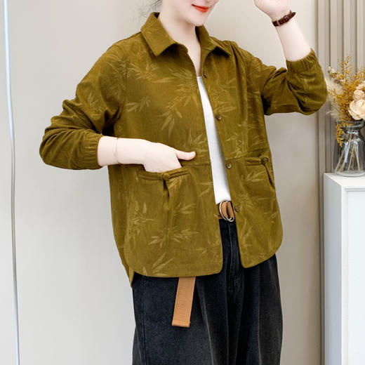 DD-妈妈装春秋新款灯芯绒外套时尚百搭长袖衬衫40-60岁洋气妈妈外套 商品图1