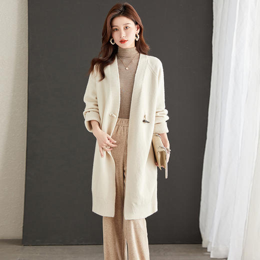 秋季新款，气质开衫针织外套女慵懒风欧货毛衣中长款大衣外搭CC-AB5007 商品图2