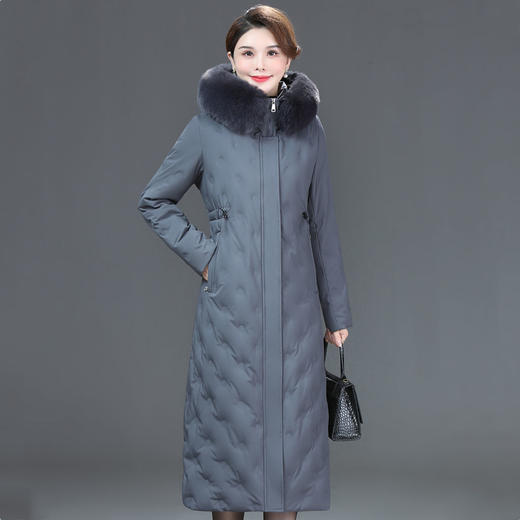 DD-2023新款3D印花蓝绿色羽绒服加长加厚加大码羽绒服修身显瘦时尚潮 商品图3