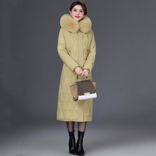 DD-2023新款3D印花蓝绿色羽绒服加长加厚加大码羽绒服修身显瘦时尚潮 商品图7