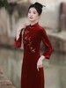 YG-2287新款喜妈妈红色改良旗袍修身高贵丝绒婚宴装礼服裙秋 商品缩略图3