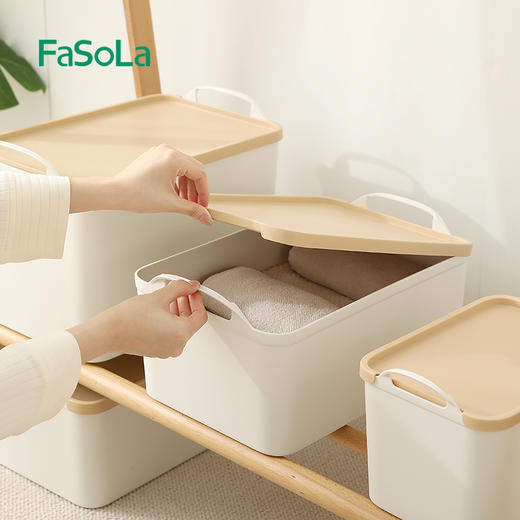 FaSoLa塑料收纳箱家用衣服零食带盖整理箱子书本杂物收纳盒储物筐 商品图6