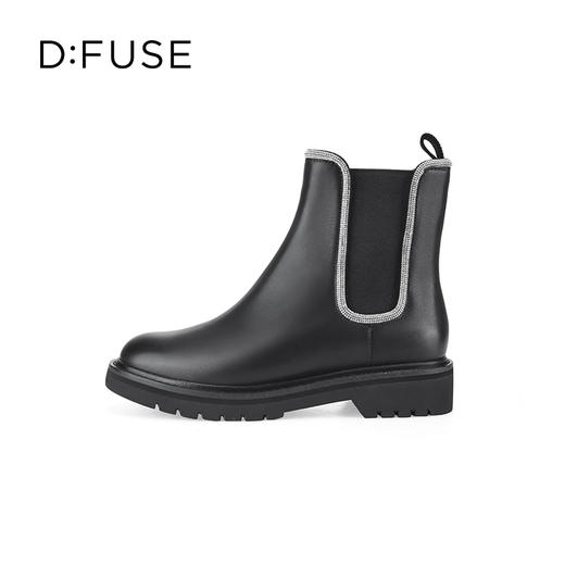 Dfuse迪芙斯冬季新款牛皮圆头经典闪钻切尔西短靴DF34116052 商品图1