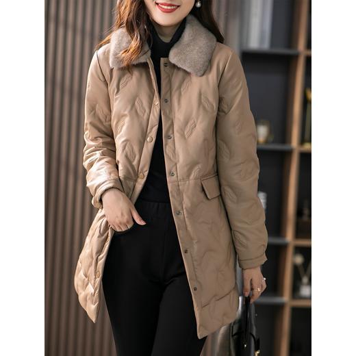 【现货7天】水貂毛领皮羽绒服女中长款2023秋冬新款气质保暖外套90白鸭绒 商品图1