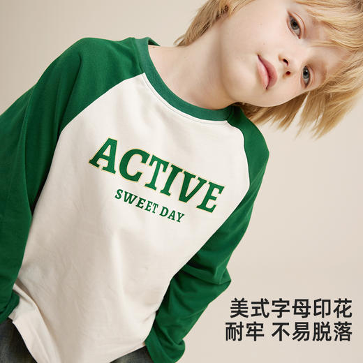 【秋上新】【美式复古风】儿童美式复古插肩袖T恤PQTX2316 商品图4