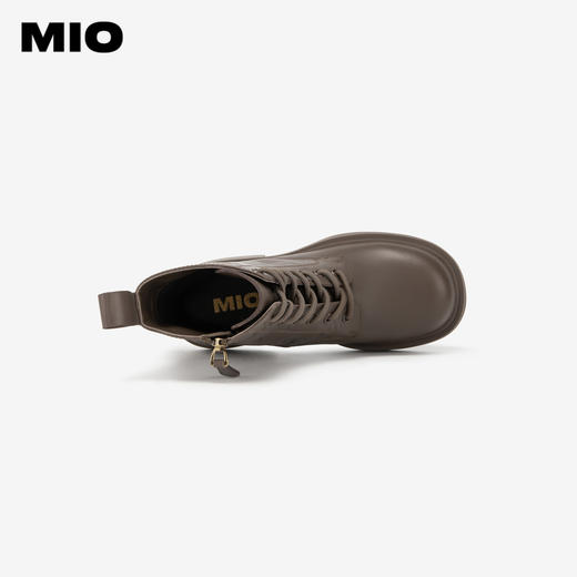MIO米奥冬季新款黑色机车靴厚底短靴增高英伦风中筒马丁靴女M235605133 商品图2