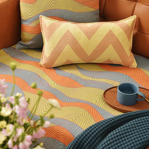 彩色波纹沙发巾和靠包棉四季通用高端轻奢防滑盖布定制 商品图2