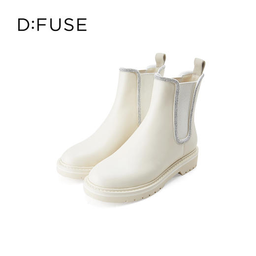 Dfuse迪芙斯冬季新款牛皮圆头经典闪钻切尔西短靴DF34116052 商品图5