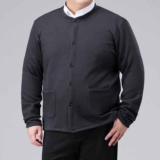 【圈】【新款DWP】大依优型加绒保暖开衫背心休闲加肥加大上衣男士胖子大码外套中老年男士爸爸装 商品图3