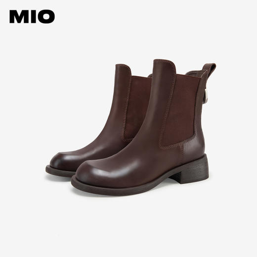 MIO米奥冬季新款单靴厚底复古英伦切尔西靴中筒烟筒靴短靴女M235634002 商品图3