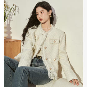 西遇法式气质小香风外套女秋冬新款高级感短款百搭针织上衣D2238706
