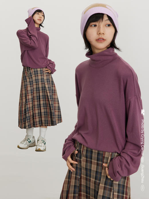 CryingCenter 醺紫深灰日系慵懒感高领宽松打底长袖tee 哭喊中心 商品图0