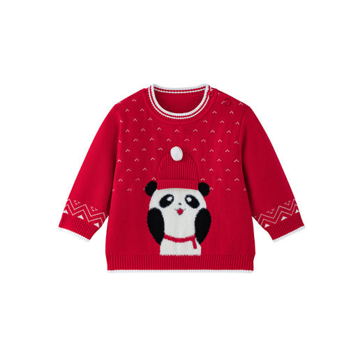 【商场同款】英氏儿童毛衣秋冬纯棉加厚保暖熊猫套头针织衫 商品图4