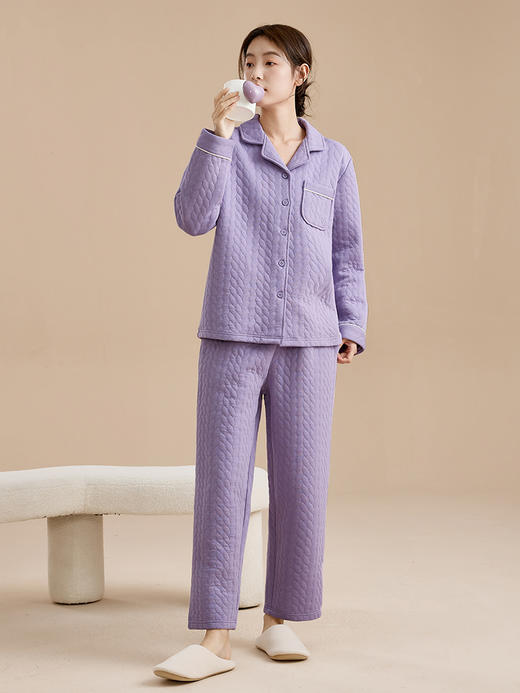 康妮雅女式长袖长裤开襟套装 商品图1