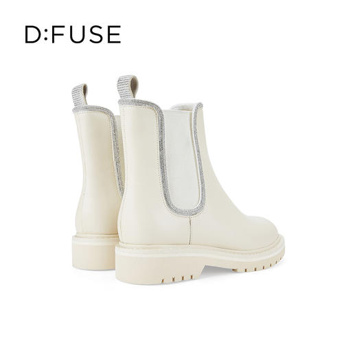 Dfuse迪芙斯冬季新款牛皮圆头经典闪钻切尔西短靴DF34116052 商品图6