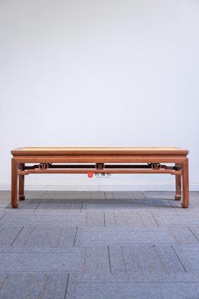 红桥红  家具严选  缅甸花梨（大果紫檀）【藤面168双环马蹄腿床尾凳】