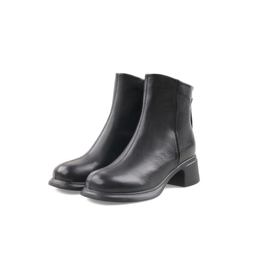 Safiya/索菲娅2023秋冬新款增高显腿瘦粗跟软底英伦短靴 SF34116130/SF34118130 商品图3