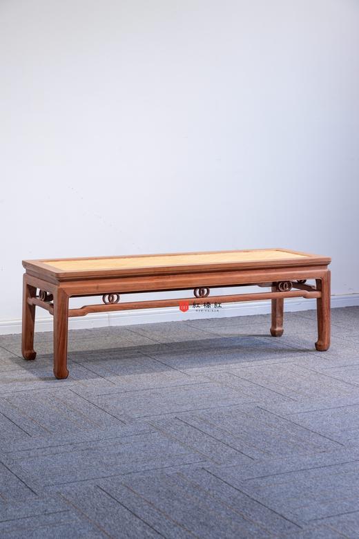 红桥红  家具严选  缅甸花梨（大果紫檀）【藤面168双环马蹄腿床尾凳】 商品图1