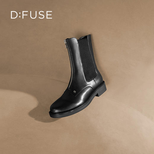 Dfuse迪芙斯冬季新品季新款牛皮圆头拉链休闲切尔西短靴DF34116005 商品图10