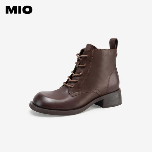 MIO米奥冬季新款粗跟显瘦马丁靴经典休闲靴中跟圆头短靴女M235634001 商品图0