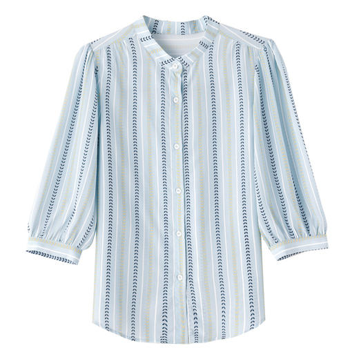 KQL 369H1721气质时尚休闲小衫宽松显瘦条纹中袖半高领衬衫 商品图4