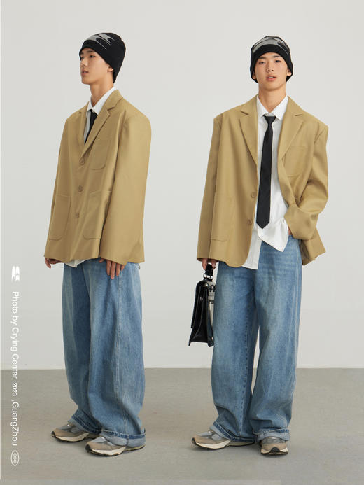 CryingCenter 卡其色复古老爹大廓形宽肩西装oversize 哭喊中心 商品图3