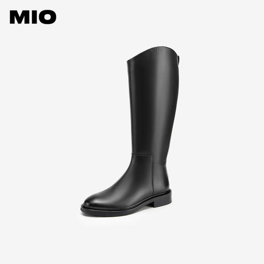 MIO米奥冬季不过膝长筒靴女厚底高筒V口骑士靴长靴烟筒靴女M235891065 商品图1