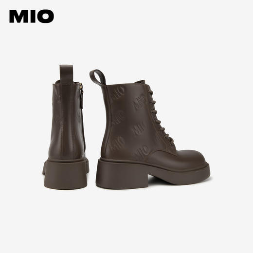 MIO米奥冬季新款黑色机车靴厚底短靴增高英伦风中筒马丁靴女M235605133 商品图4