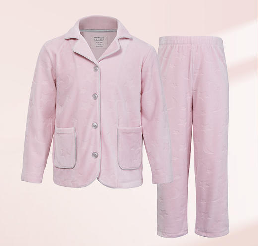 【超暖绒】SCHIESSER德国舒雅女童家居暖绒绒套装竖条纹压花超暖绒温暖轻薄3F/21402H 商品图0