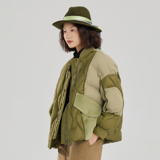 谜底短款羽绒服女2023冬季新款时尚毛毛拼接感鸭绒外套239MY7404 商品图1