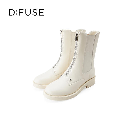 Dfuse迪芙斯冬季新品季新款牛皮圆头拉链休闲切尔西短靴DF34116005 商品图2